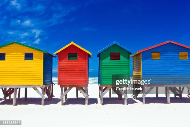 beach huts - cape town beach stock pictures, royalty-free photos & images