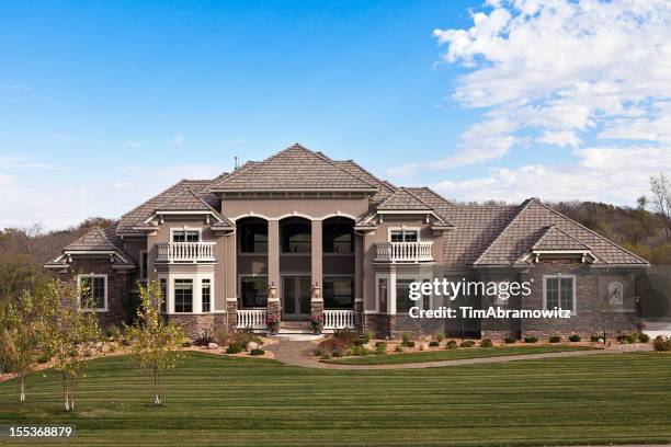 an elegant country estate and gardens - mansion grounds stock pictures, royalty-free photos & images