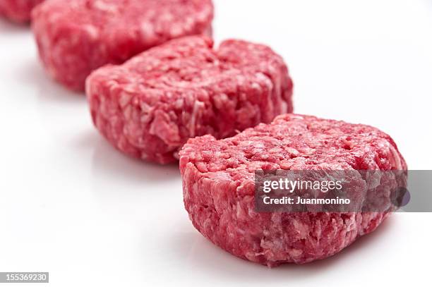 raw mini burgers - little burger stock pictures, royalty-free photos & images