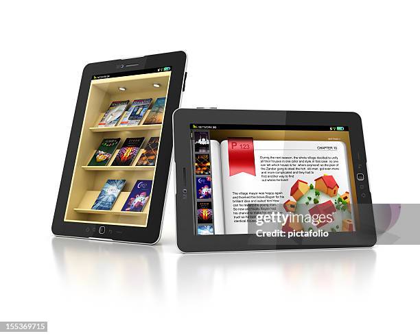 online buchen und magazine store - tablet 3d stock-fotos und bilder