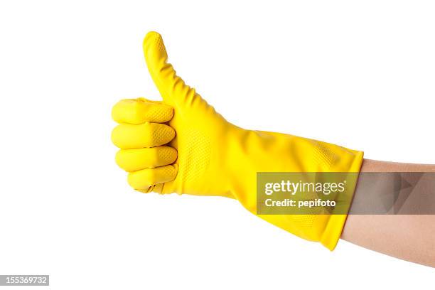 cleaning's done - rubber gloves stockfoto's en -beelden