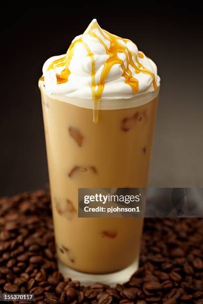 close-up of iced coffee with chantilly - caramelized stock pictures, royalty-free photos & images