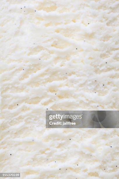 close up of vanilla ice cream with vanilla pods - ice cream nobody stock pictures, royalty-free photos & images