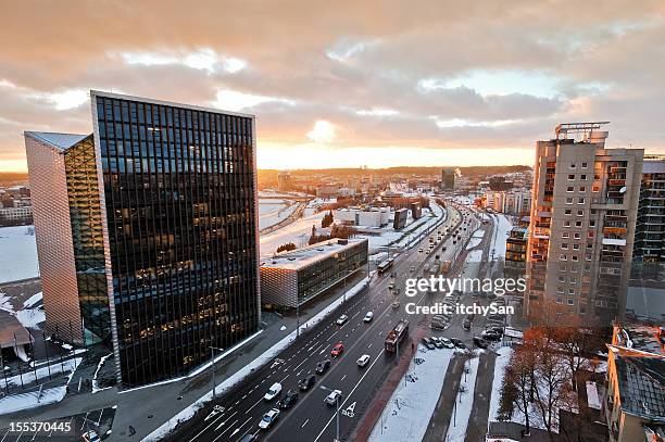 new vs old - vilnius stock pictures, royalty-free photos & images