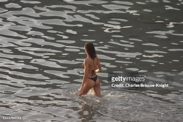 biarritz a holiday and vacation , destination and resort - skimpy bathing suits stock pictures, royalty-free photos & images