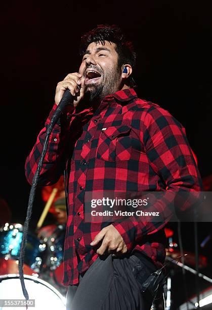 Singer Chino Moreno of the Deftones performs live during the Maquinaria Festival day 2 at Arena Ciudad de México on November 2, 2012 in Mexico City,...