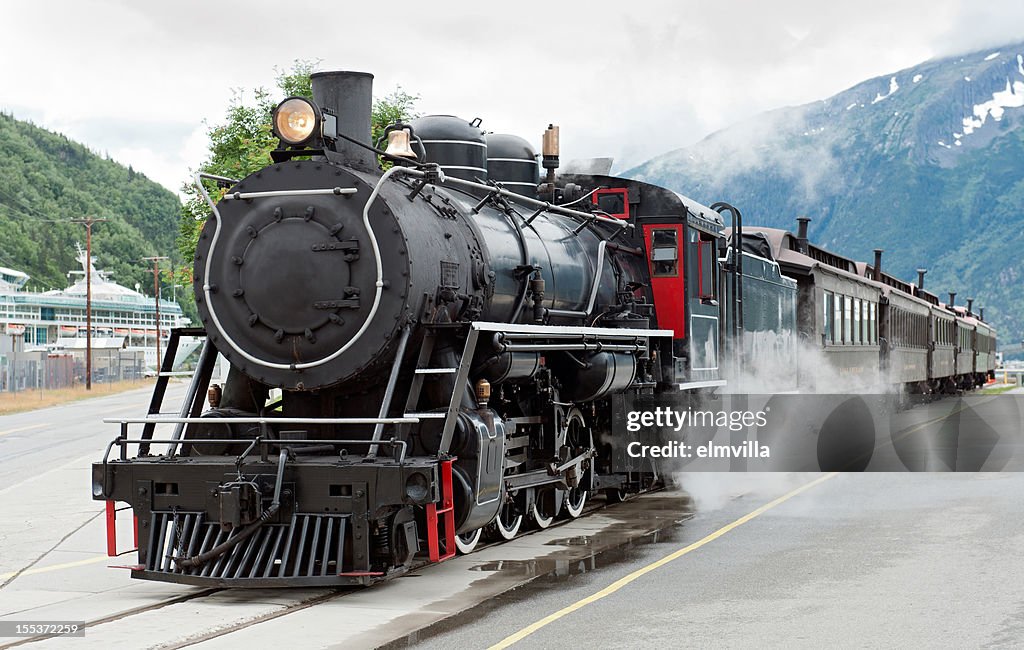 Antigo Trem a Vapor de trabalho em Skagway, Alasca