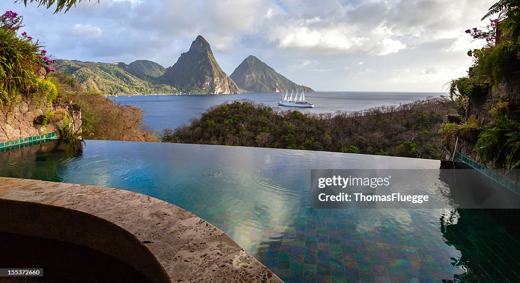 St. Lucia's Twin Pitons from Jade Mountain