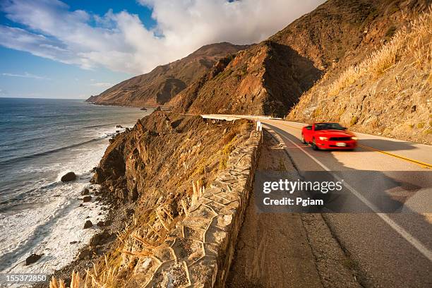 scenic road on the big sur, coastline and sea california - cliff road stock pictures, royalty-free photos & images