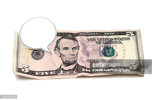 money talks - five dollar bill stock pictures, royalty-free photos & images