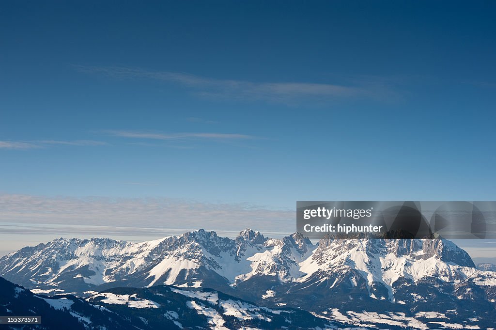 Alpen Panorama dem Wilden Kaiser Blick von Kitzbühel im Winter