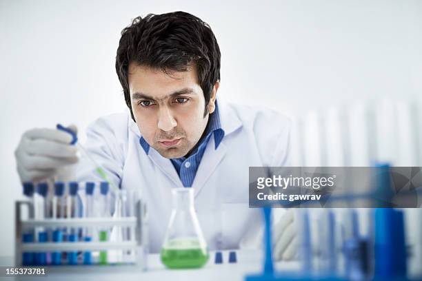 young scientist working in chemical laboratory - test tube rack stock pictures, royalty-free photos & images