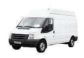 White delivery van with clean blank side isolated