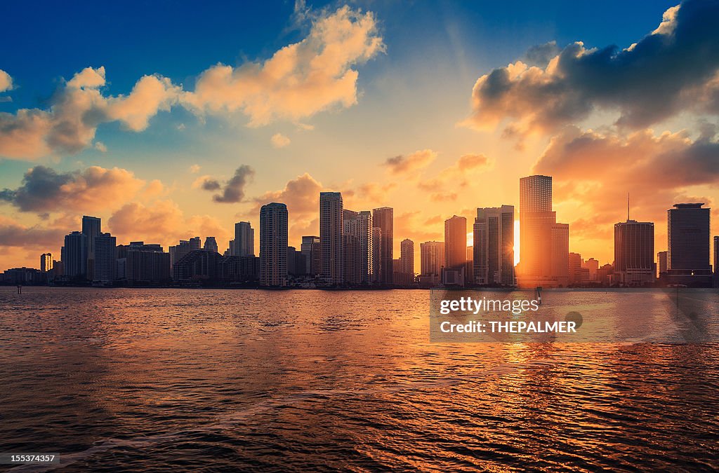 Miami skyline at sunset