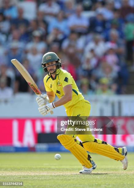 Ellyse Perry of Australia plays a shot during the Women's Ashes 3rd We Got Game ODI match between England and Australia at The Cooper Associates...