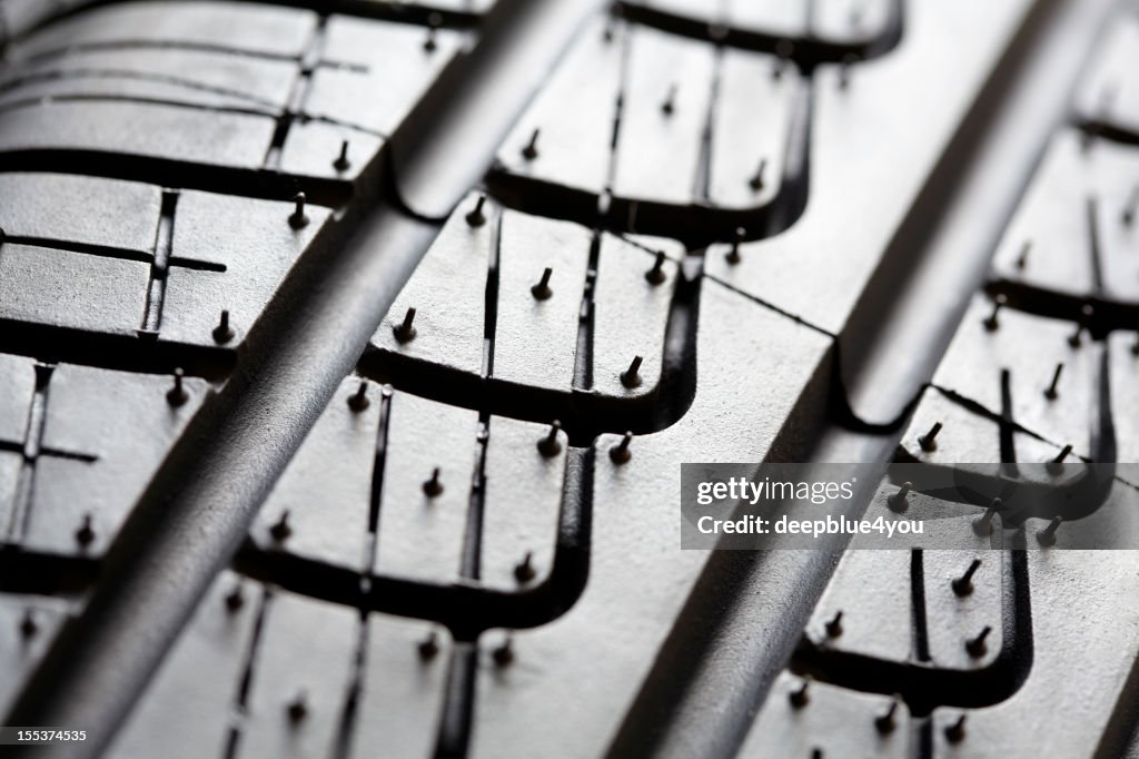 New car tire profile on white background