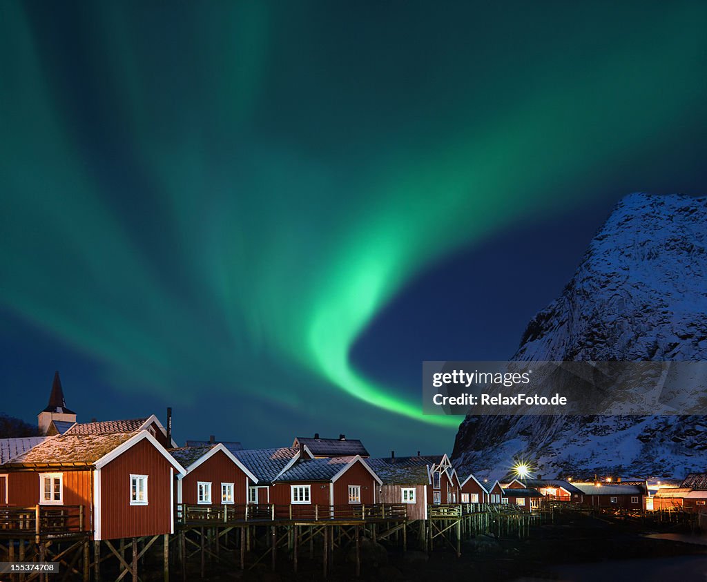 Northern lights - Aurora borealis over Reine, Lofoten, Norway