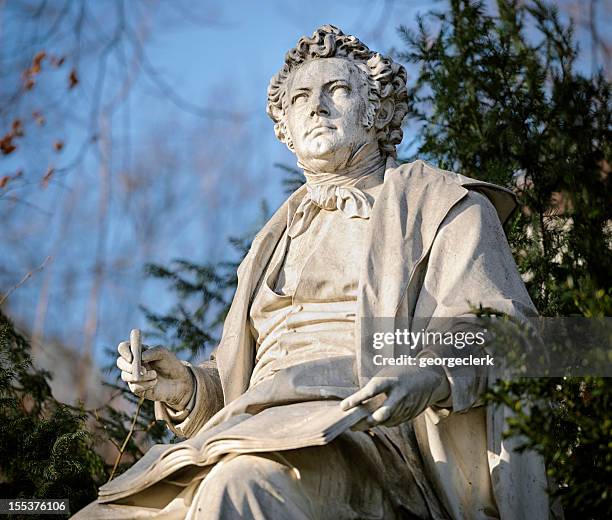 franz schubert statue in vienna stadtpark - fame park stock pictures, royalty-free photos & images