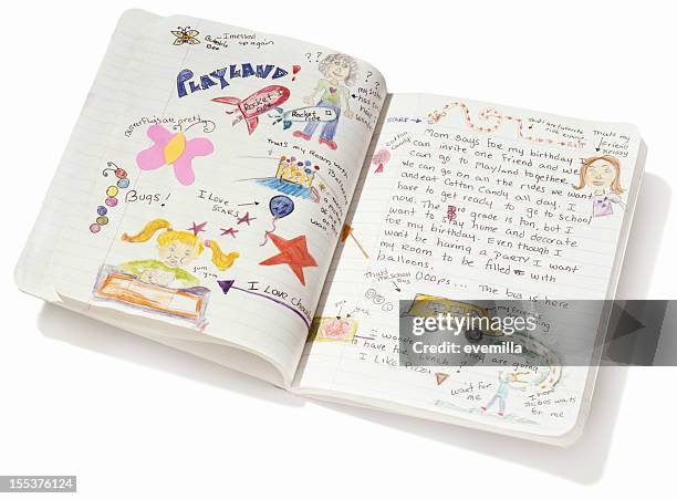 child's diary - diary stockfoto's en -beelden