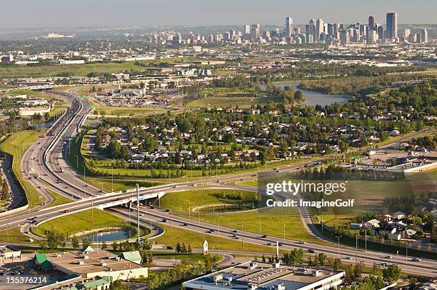 calgary aeriel - calgary summer stock pictures, royalty-free photos & images