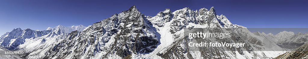 Snowy mountain peaks remote Himalaya wilderness