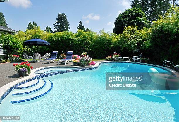 back yard pool - swimming pool stock pictures, royalty-free photos & images