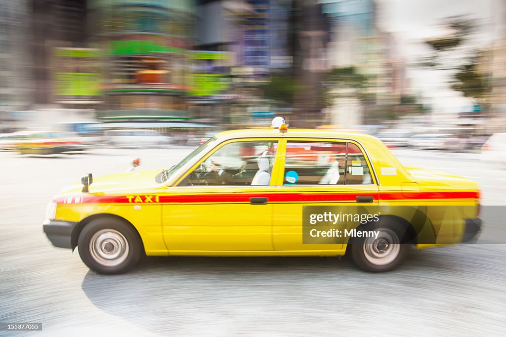 Speeding Taxi in Tokyo City