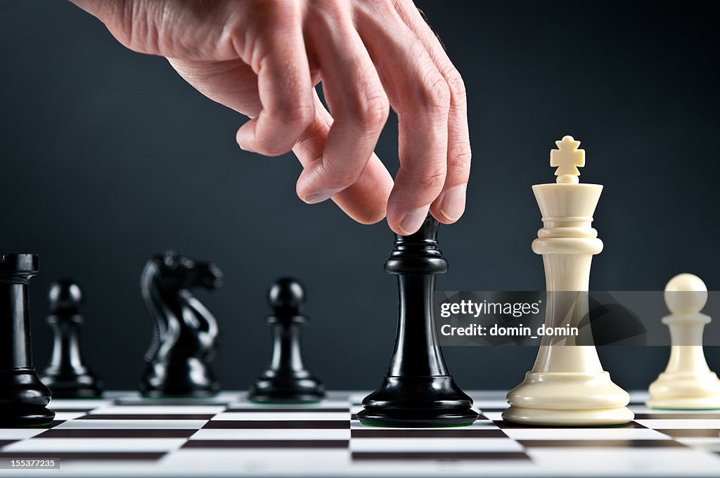 Chess King is in check, Checkmate move on chess board
