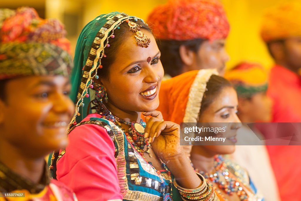 Smiling Woman Traditional Indian Music Performance Group