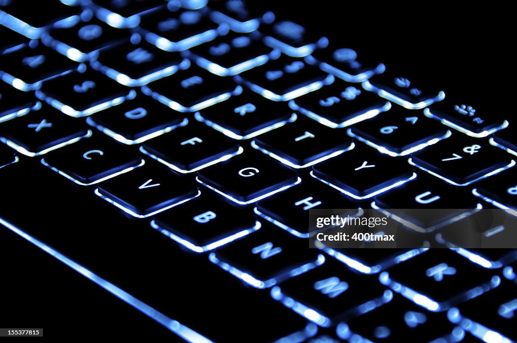 Blue illuminated keyboard