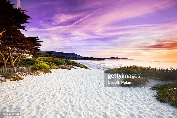 carmel beach en carmel-by-the-sea - monterrey fotografías e imágenes de stock