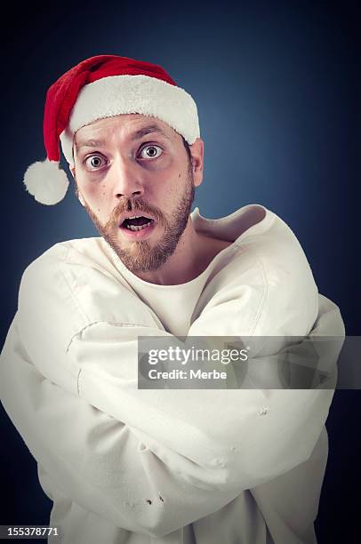 santa surprised - straitjacket stock pictures, royalty-free photos & images