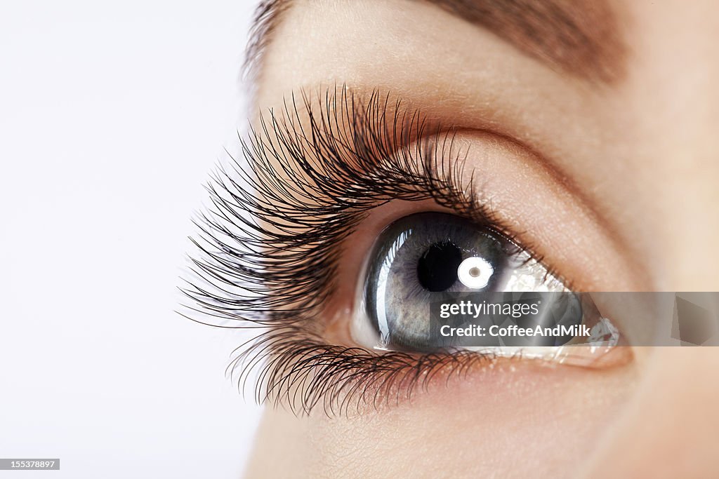 Close up studio shot of woman's eye