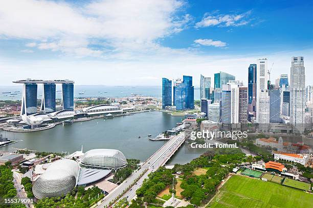 panorama de singapura - marina bay sands imagens e fotografias de stock