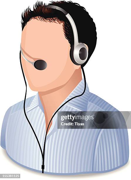 customer service male - man headset stock illustrations