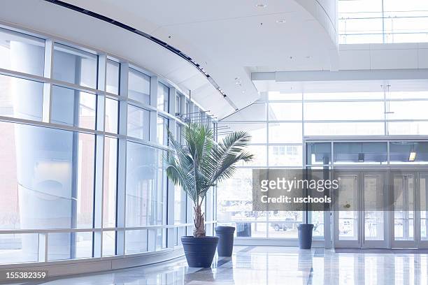modern office lobby with glass wall - entrance sign stock pictures, royalty-free photos & images