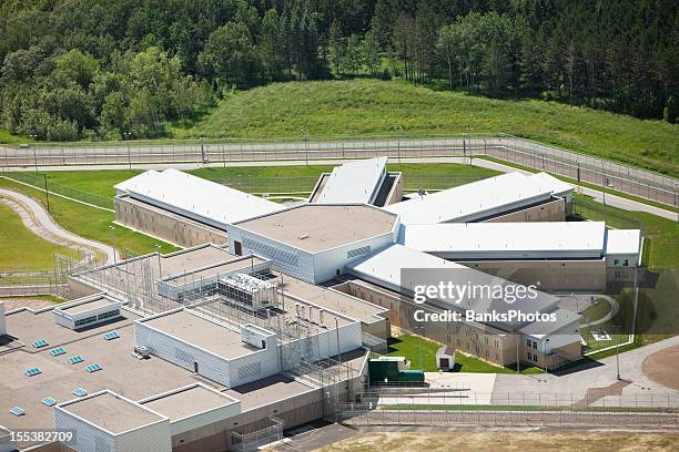 prison pod cell block aerial view - prison building stock pictures, royalty-free photos & images