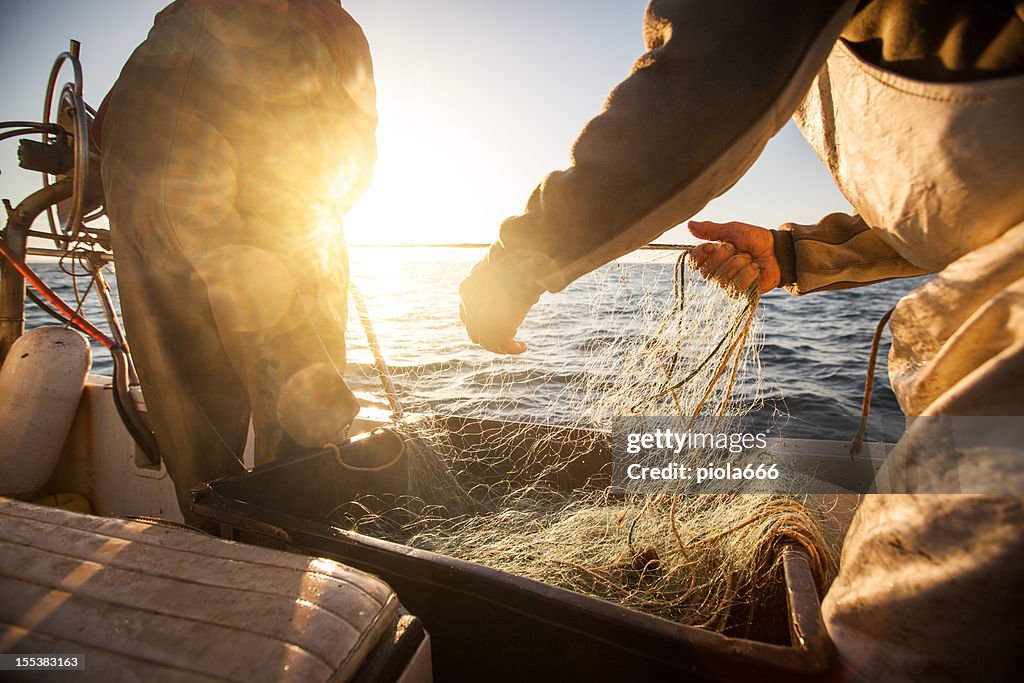 I pescatori al lavoro, tirare le reti