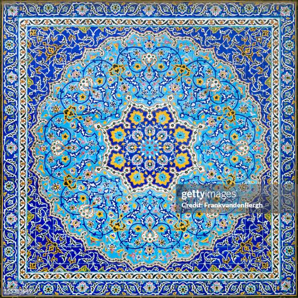 iranian tile decor - mosque pattern stock pictures, royalty-free photos & images