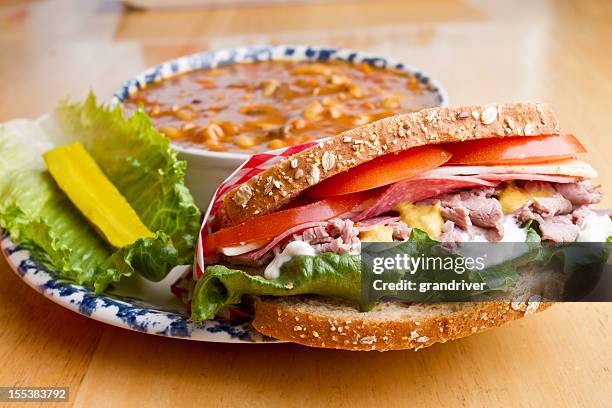 sandwich and soup - soup and sandwich stock pictures, royalty-free photos & images