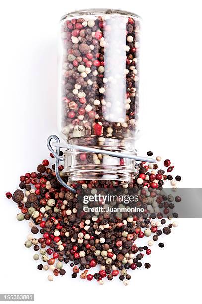 blend of peppercorns close up - spice bottle stock pictures, royalty-free photos & images