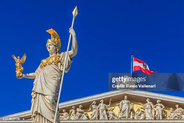 pallas athena fountain, vienna - pallas athena fountain stock pictures, royalty-free photos & images