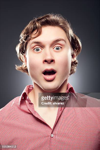 portrait of a crazy man - man open mouth stock pictures, royalty-free photos & images