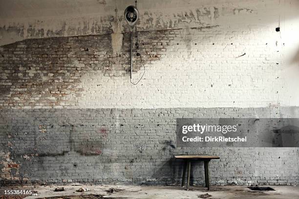 old workshop with white and gray brick walls - old warehouse stock pictures, royalty-free photos & images