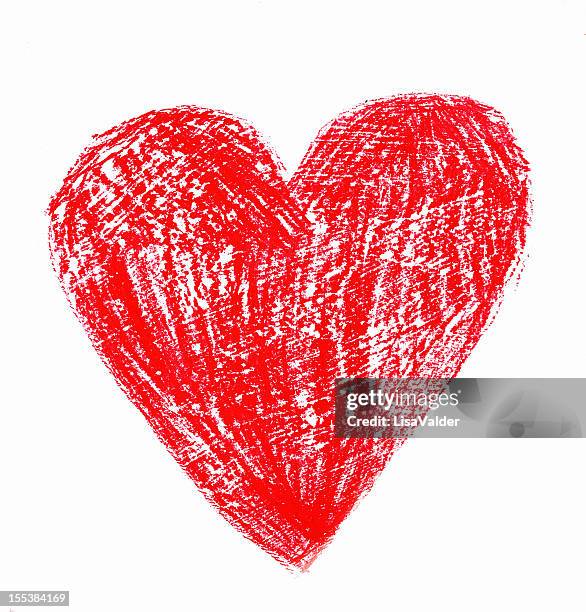 crayon drawing of red heart - child's drawing stock pictures, royalty-free photos & images