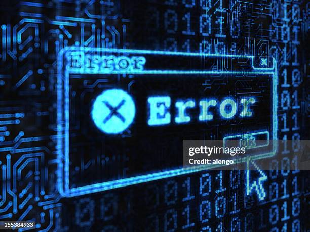 computer showing an error message - computerbug stockfoto's en -beelden