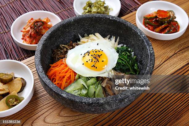 dolsot bibimbap - korean stock pictures, royalty-free photos & images