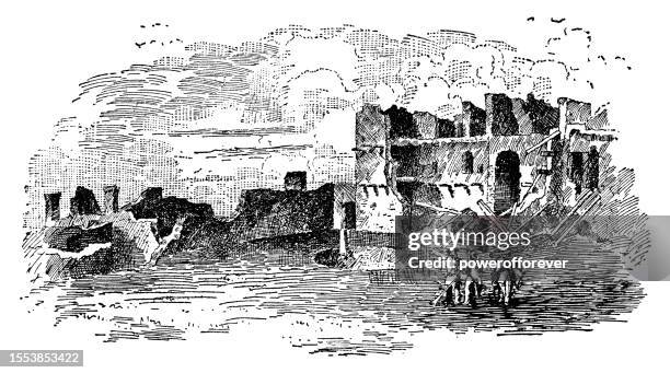 the ruins of mission nuestra señora de los ángeles de porciúncula de los pecos church at pecos national monument in new mexico, united states - 19th century - pecos national historical park stock illustrations