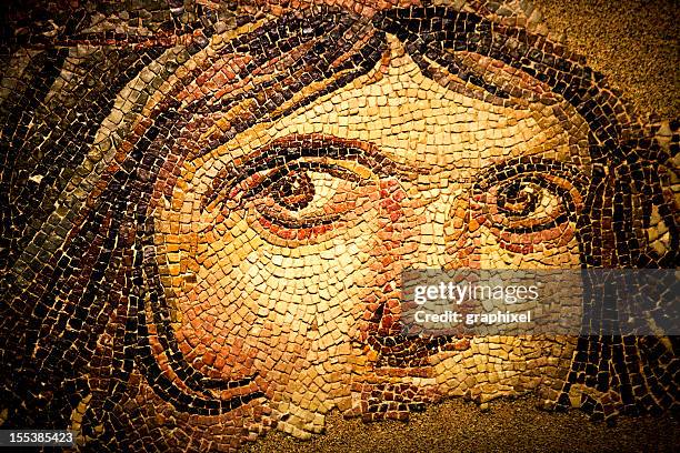 the gypsy girl mosaic of zeugma (gaia) - ancient roman stock pictures, royalty-free photos & images