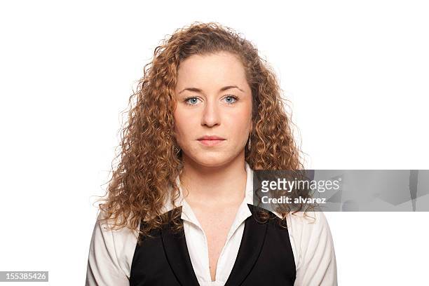 portrait of a woman - curly hair isolated stock pictures, royalty-free photos & images